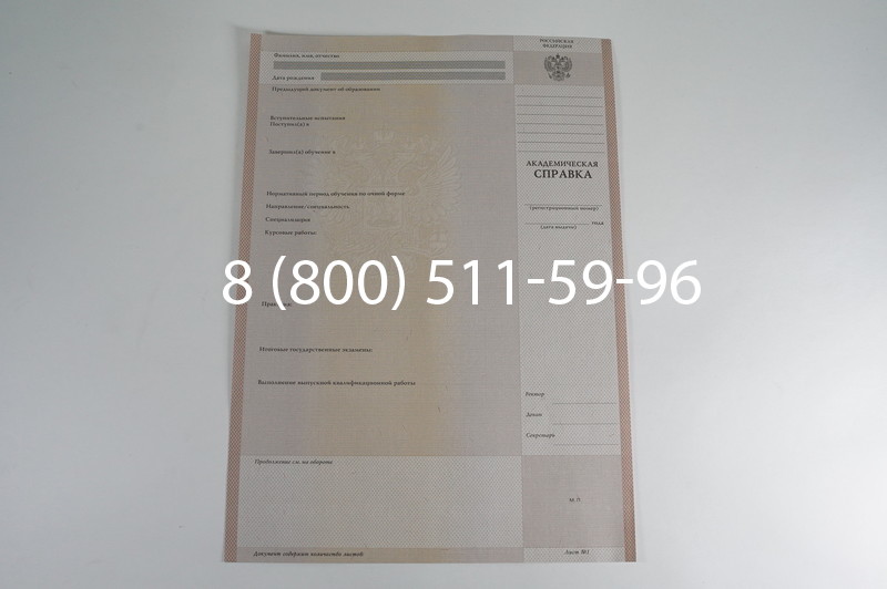 Заказать Академическая справка 1996-2009 года в Новосибирске