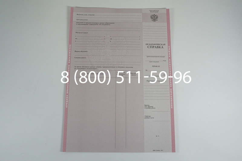 Заказать Академическая справка образца 1996-2009 год для колледжа в Новосибирске