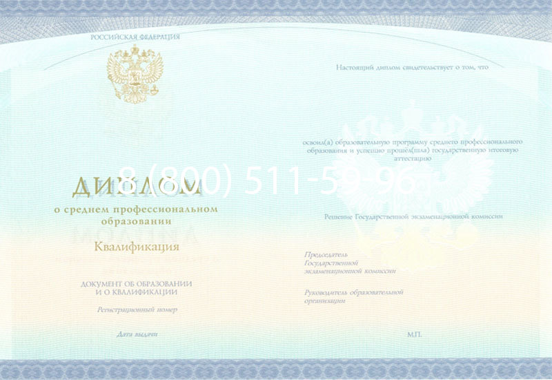 Купить Диплом техникума (Спецбланк) 2014-2026 года в Новосибирске